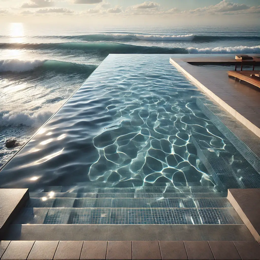 Infinity pool with ocean backdrop